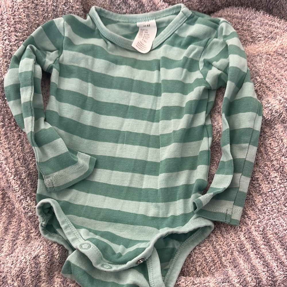 Striped Green Kids long sleeve bodysuit